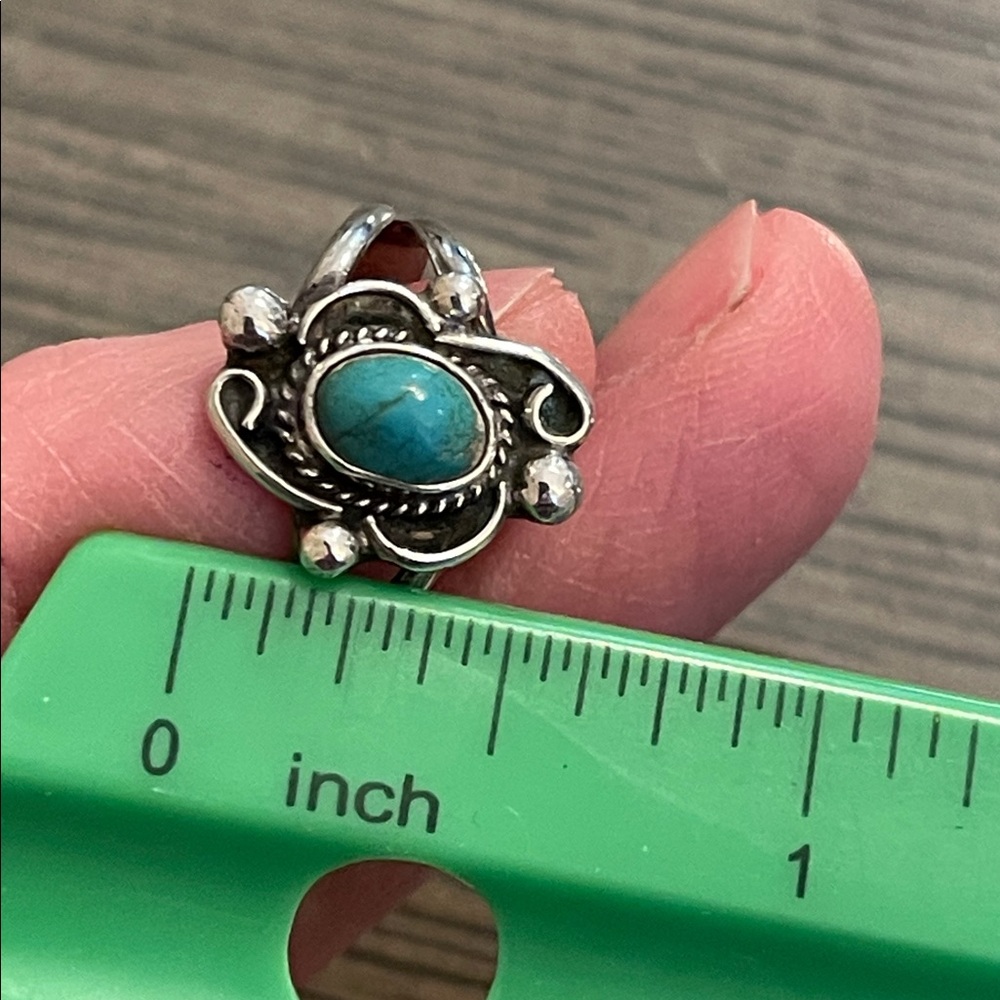 Vintage Native American Style Turquoise Silver Women's Ring Size 5 1/2” - Picture 14 of 17